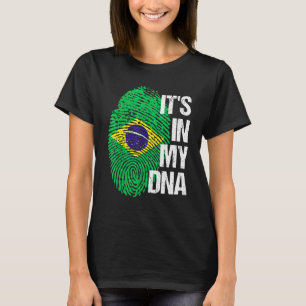 Brazil Flag Home Heart Roots Fingerprint Dna T-Shirt