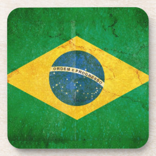 Brazil Flag in Grunge Coaster