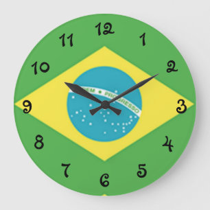 Brazil Flag Large Clock