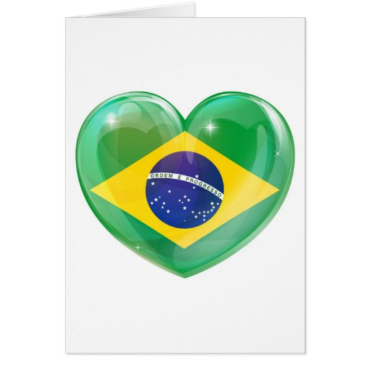 Brazil flag love heart card