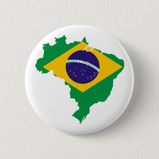 brazil flag map 6 cm round badge (Front)