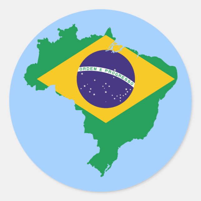 brazil flag map classic round sticker (Front)