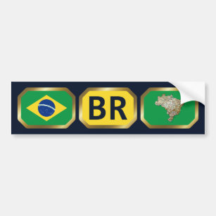 Brazil Flag Map Code Bumper Sticker