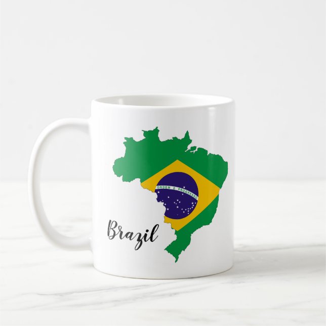 Brazil Flag Map Coffee Mug (Left)