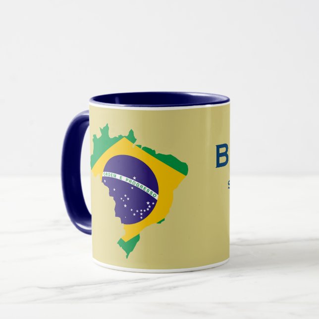 Brazil  Flag Map Mug (Front Left)