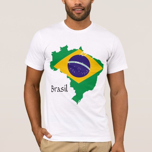 brazil flag map T-Shirt (Front)