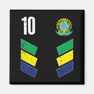 Brazil Flag Number 10 Soccer Fan T Shirt_1 Magnet