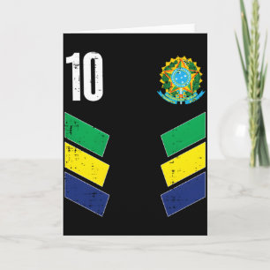 Brazil Flag Number 10 Soccer Fan T Shirt Card