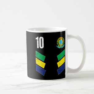 Brazil Flag Number 10 Soccer Fan T Shirt Coffee Mug