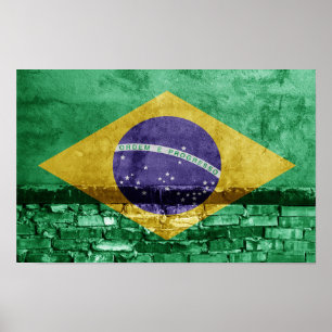 Brazil flag on wall poster