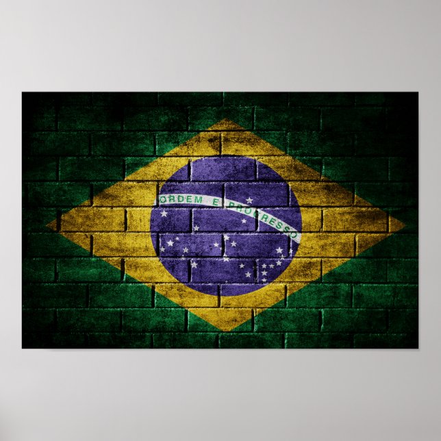 Brazil flag on wall poster (Front)
