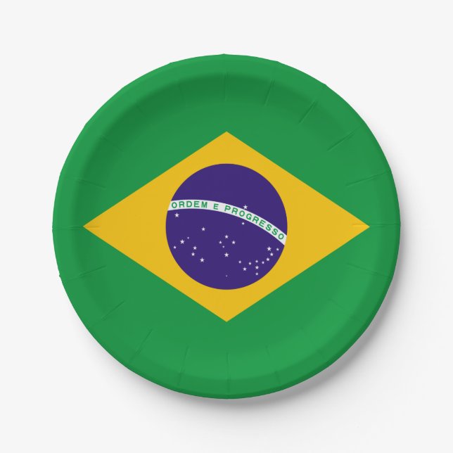 Brazil Flag Paper Plate (Front)