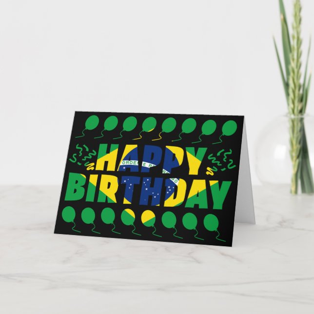 Brazil Flag Patriotic Birthday Card (Front)
