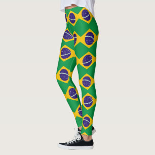 Brazil flag pattern leggings