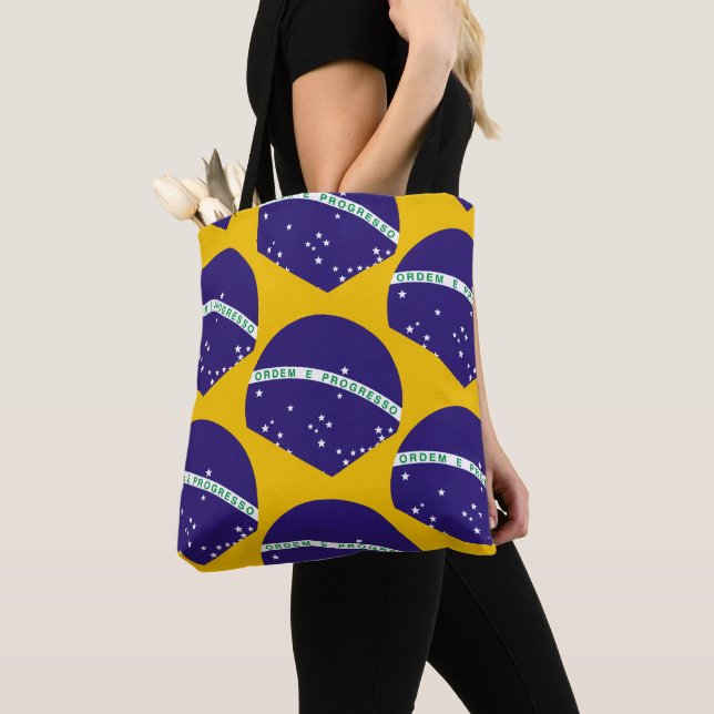 Brazil flag pattern tote bag (Close Up)