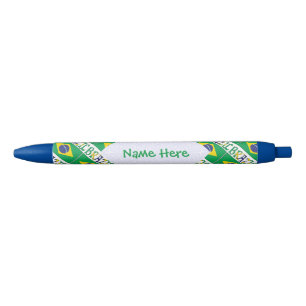 Brazil Flag Personalised Black Ink Pen
