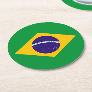 Brazil Flag Round Paper Coaster
