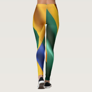 Brazil flag silk texture leggings