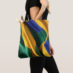 Brazil flag silk texture tote bag