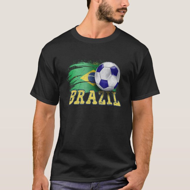 Brazil Flag Soccer Brazilian Fans Support Football T-Shirt (Front)