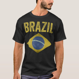 Brazil Flag Soccer Brazilian Football Vintage T-Shirt