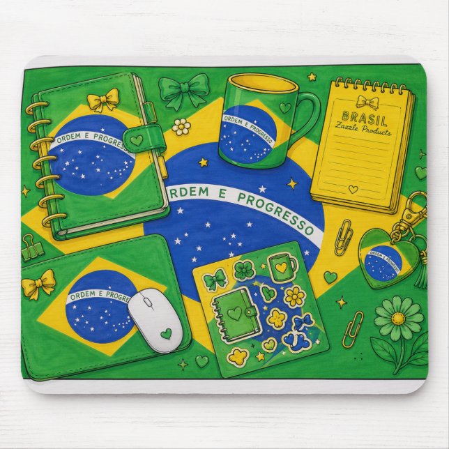 Brazil Flag Stationery Ideas Mouse Pad (Front)