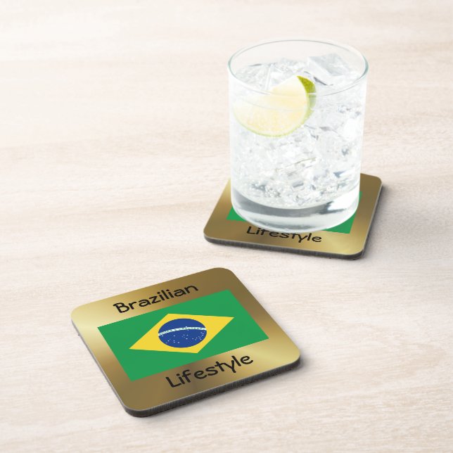 Brazil Flag+Text Coaster (Right Side)