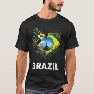 Brazil Flag Toucan Jungle Heart T-Shirt