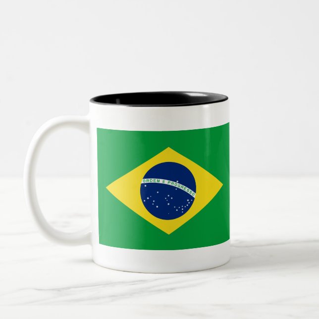 Brazil Flag Two-Tone Coffee Mug (Left)