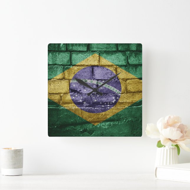 Brazil flag wall square wall clock (Home)