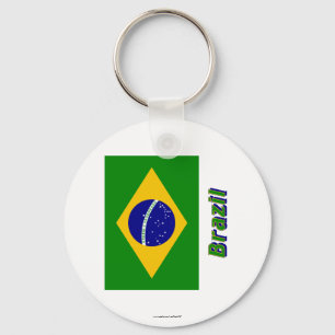 Brazil Flag with Name Key Ring