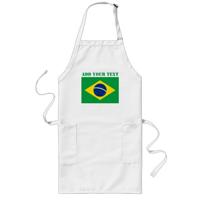 Brazil Flag World Cup 2022 Football Soccer Long Apron (Front)