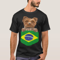 Brazil Flag Yorkshire Terrier Dog In Pocket