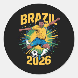 Brazil Football 2026 - Funny Soccer Fan Design Classic Round Sticker