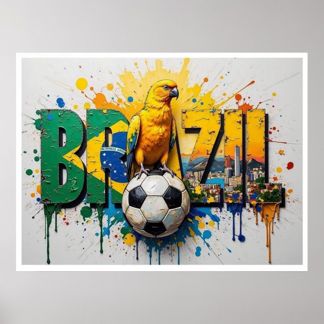 Brazil Football Citiscape Oil Painting StylePoster Poster (Front)