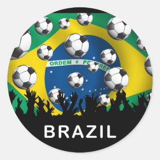 Brazil Football Classic Round Sticker