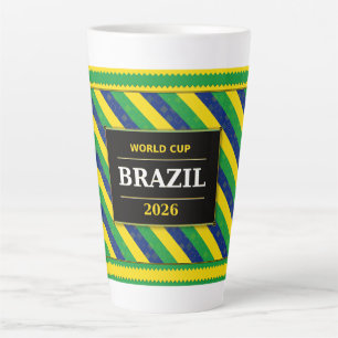Brazil Football Fan Flag Colours Stripe Pattern Latte Mug