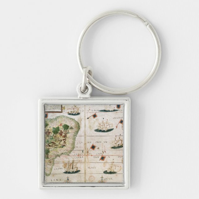 Brazil from the 'Miller Atlas' by Pedro Reinel Key Ring (Front)