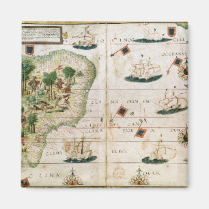 Brazil from the 'Miller Atlas' by Pedro Reinel Magnet