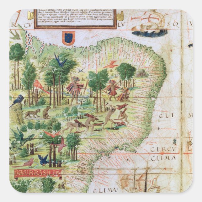 Brazil from the 'Miller Atlas' Square Sticker (Front)