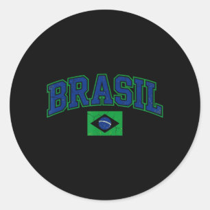 Brazil Gift Flag Brazilian Fan Vintage Samba Classic Round Sticker