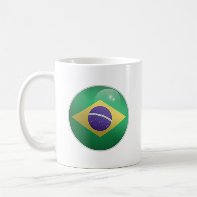 Brazil  Glossy Circle Flag  Coffee Mug (Left)