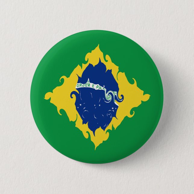 Brazil Gnarly Flag 6 Cm Round Badge (Front)