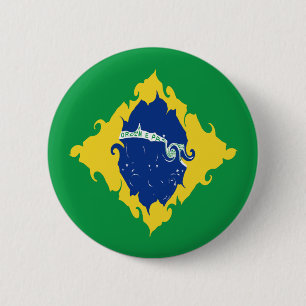 Brazil Gnarly Flag 6 Cm Round Badge