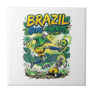 Brazil Goal Energy Skeleton Striker Nations Creati Ceramic Tile