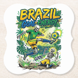 Brazil Goal Energy Skeleton Striker Nations Creati Paper Coaster
