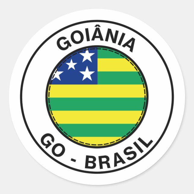 Brazil Goiania Goias GO Bandeira Stamp Classic Round Sticker (Front)