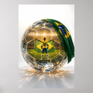 Brazil Golden Sphere Victory – Elite Football Art Poster