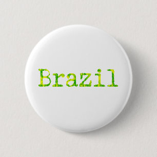Brazil Green and Yellow Font 6 Cm Round Badge