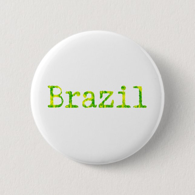 Brazil Green and Yellow Font 6 Cm Round Badge (Front)
